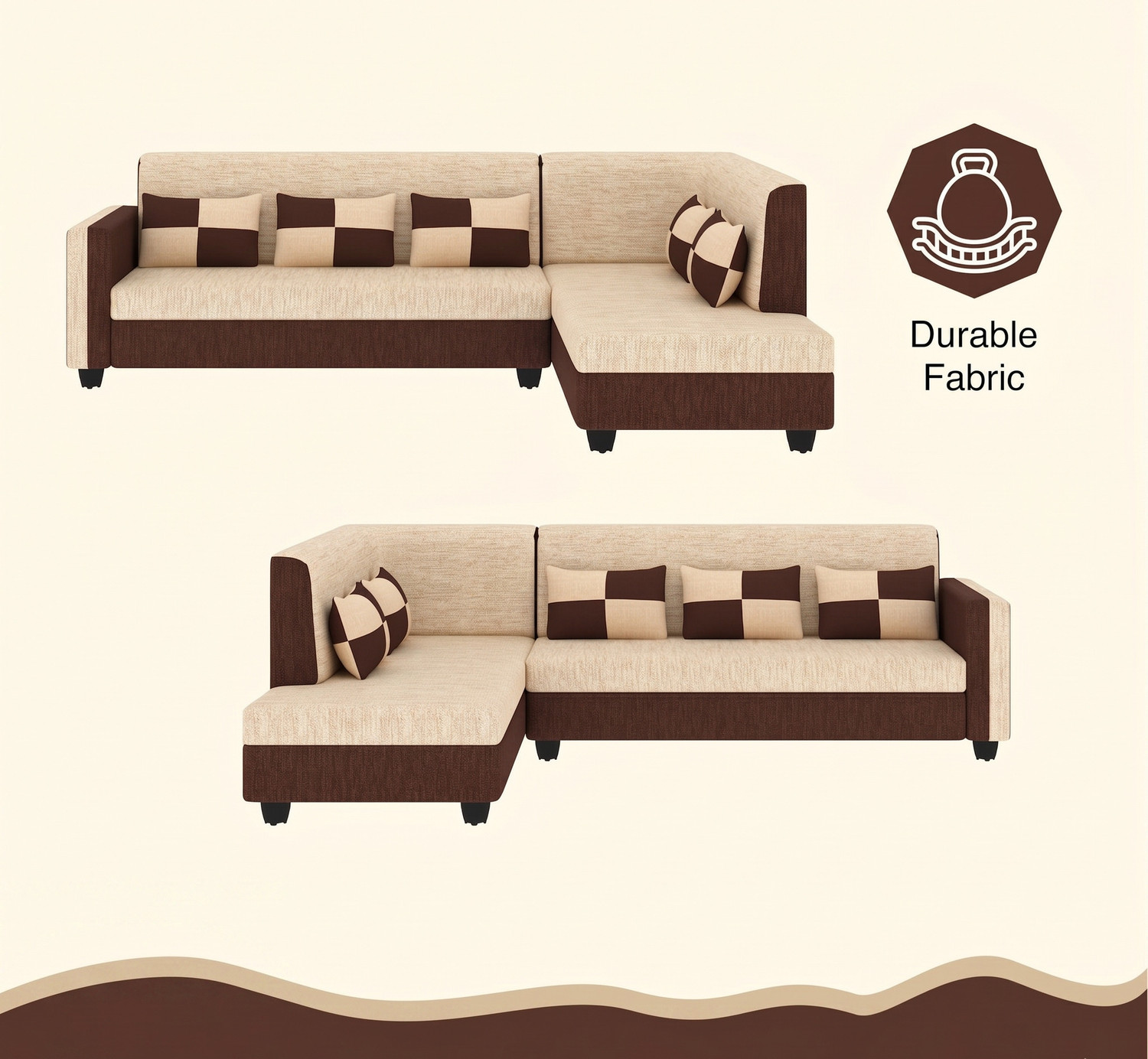 Image of gnanitha Haniry L-Shaped Sofa Set Left Facing ll For Living Room Comfortable Fabric 6 Seater Sofa