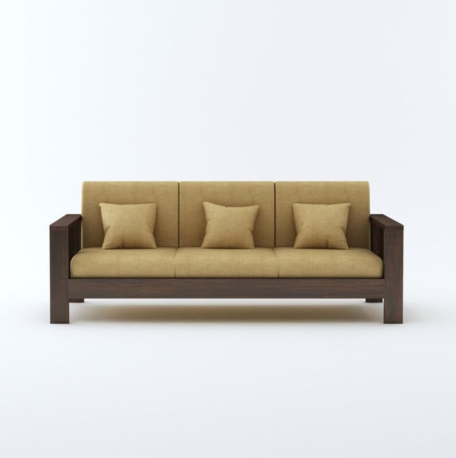 Image of SUNCROWN Monarch Sheesham wood for livingroom /bedroom /seating Fabric 3 + 1 + 1 Sofa Set