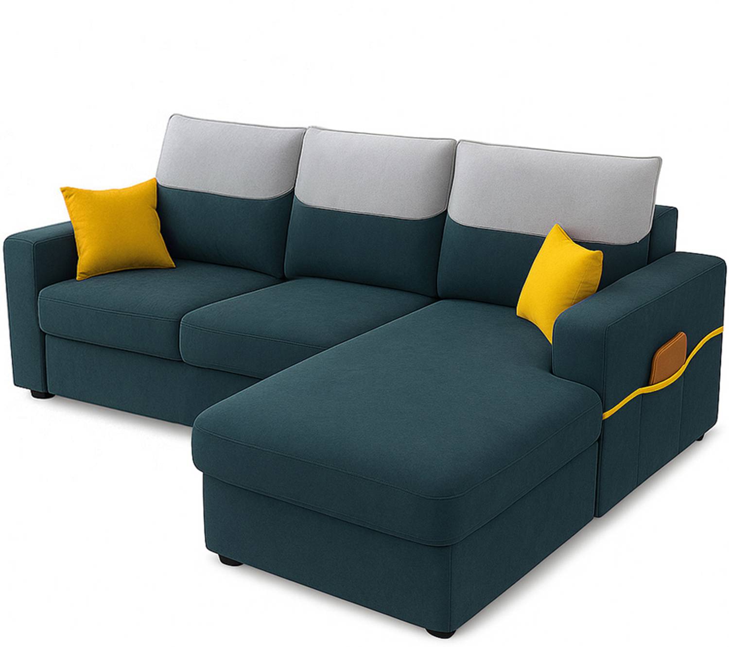 FURNY Tokyo 4 Seater Fabric RHS L Shape Sofa Set for Living Room