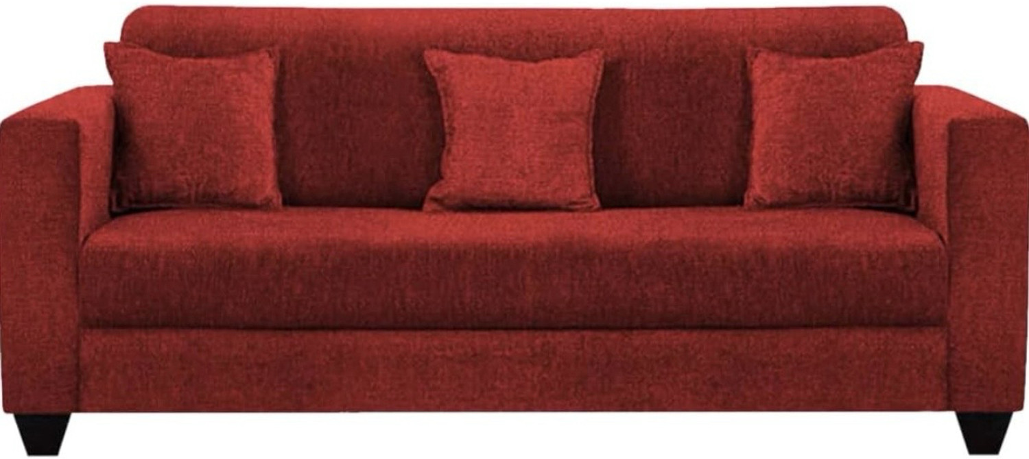 Image of thelazyloft Pearl 3 Seater Maroon Fabric 3 Seater Sofa