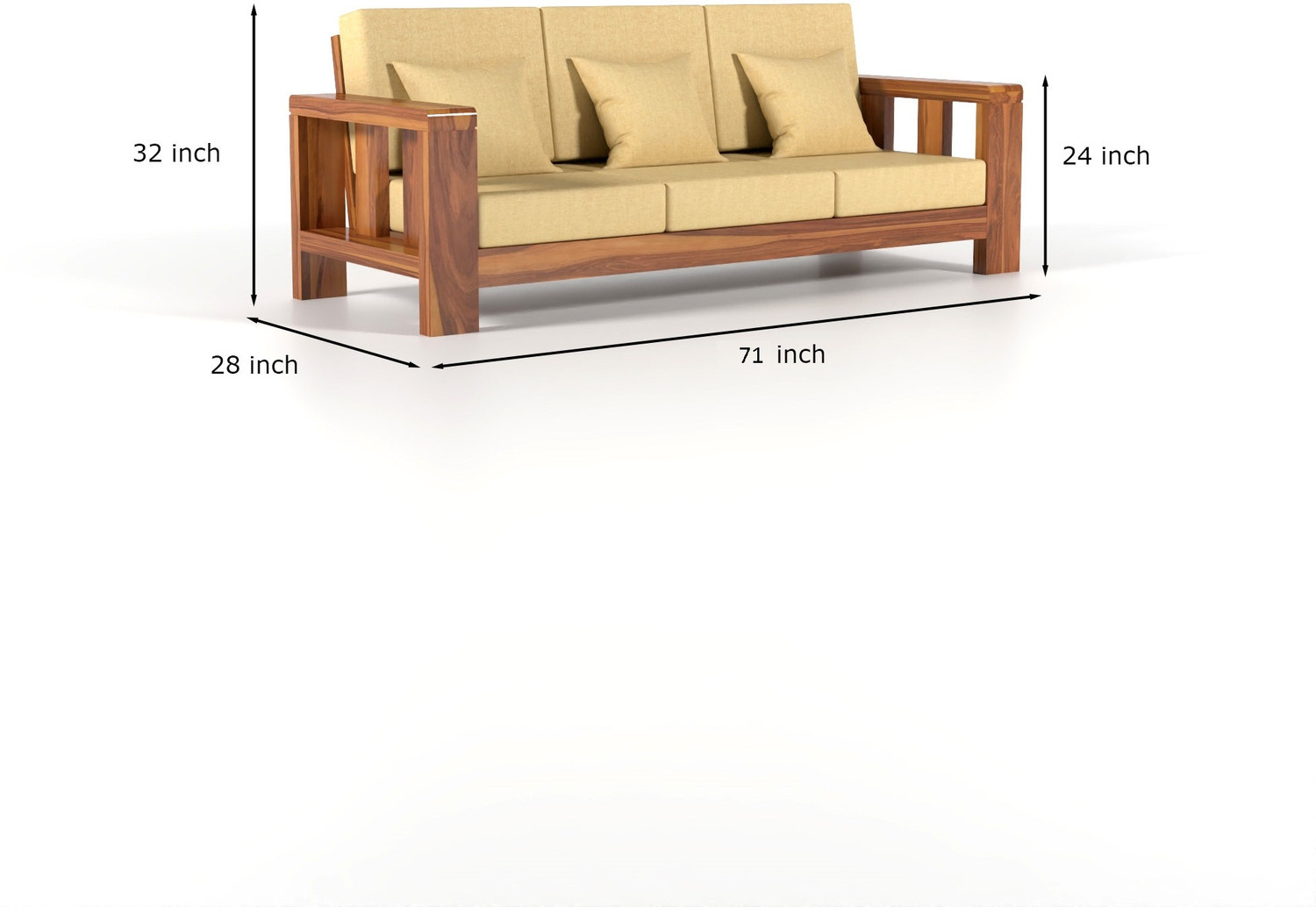 Image of Wopno Furniture Pure Solid Sheesham Wooden 6 Seater Sofa Set for Living Room and Home\Office Fabric 6 Seater Sofa
