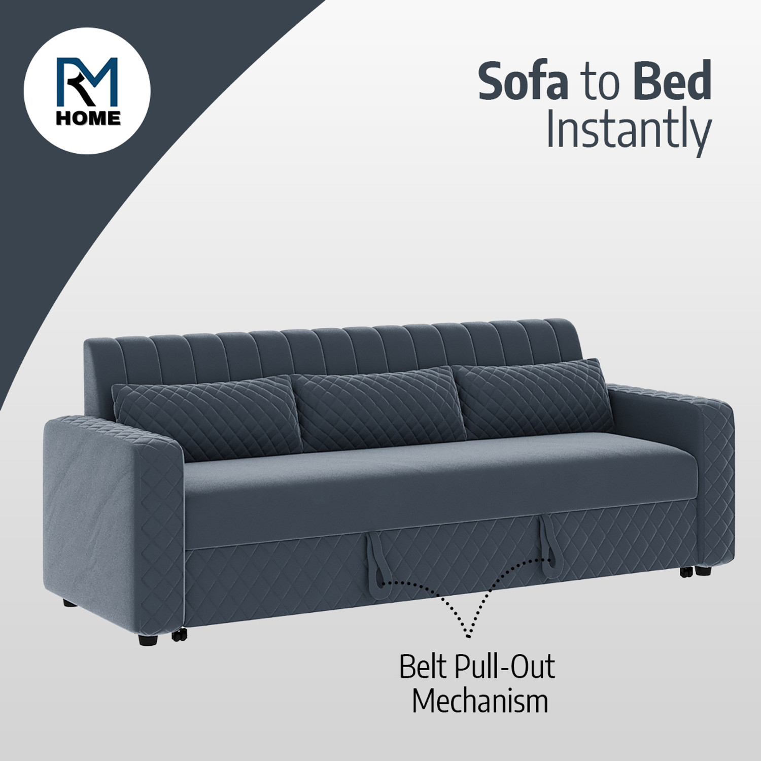 Image of RM HOME Oliver Cumbed Fabric 3 Seater Sofa