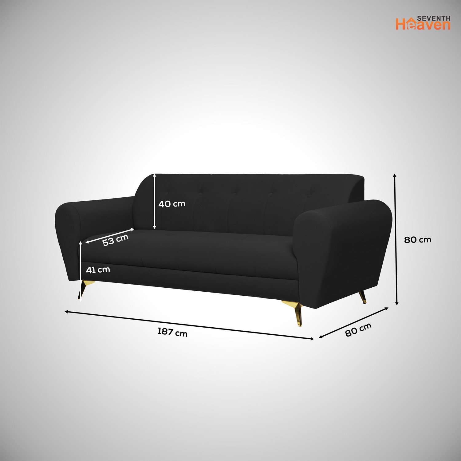 Image of Seventh Heaven Milan Icon 3 Seater Sofa, Extra Spacious, Plush Suede Fabric 3 Seater Sofa