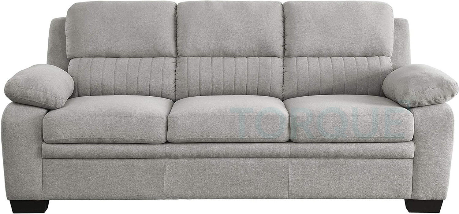Image of Torque Jett 3 Seater Fabric Sofa For Living Room (Light Grey) Fabric 3 Seater Sofa