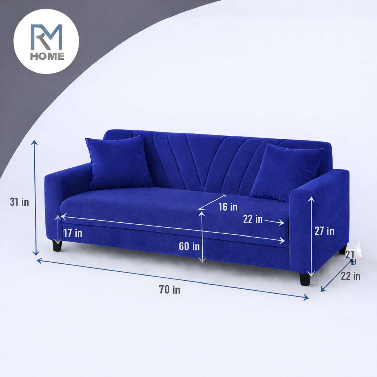 Image of RM HOME Junya Fabric 3 Seater Sofa