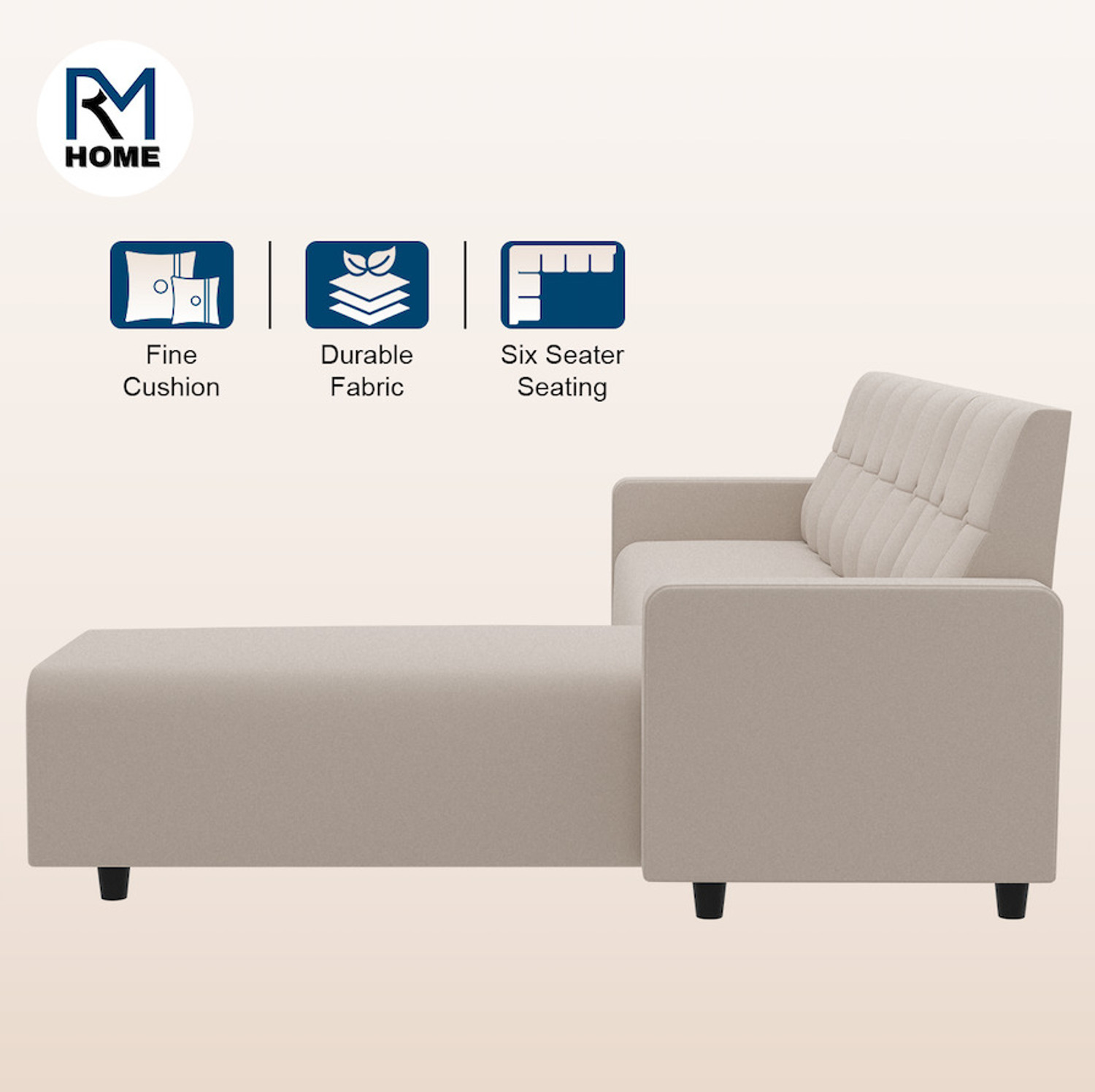Image of RM HOME Wilson RHS Fabric 6 Seater Sofa