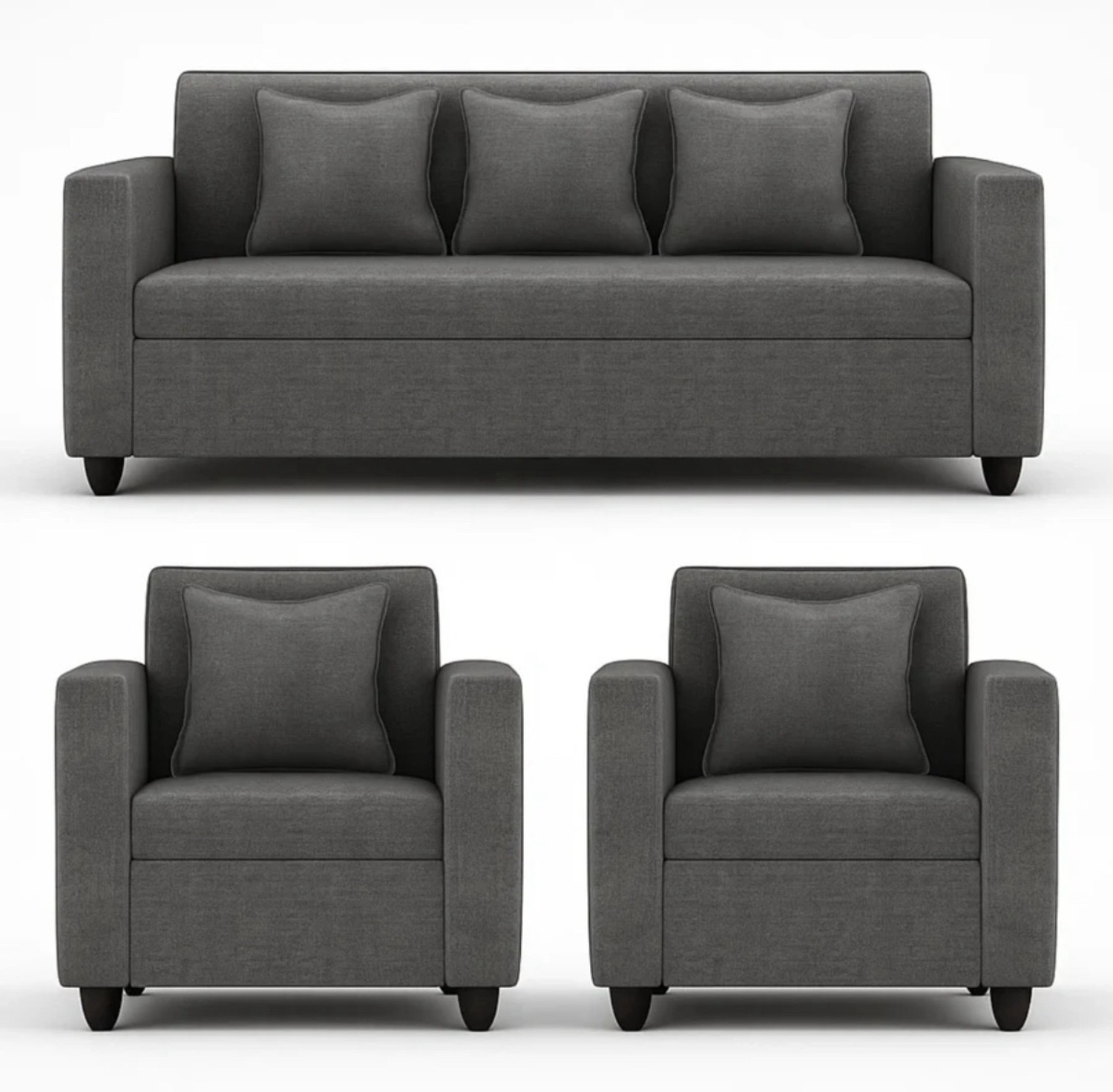 Image of thelazyloft POLO Grey Fabric 5 Seater Sofa