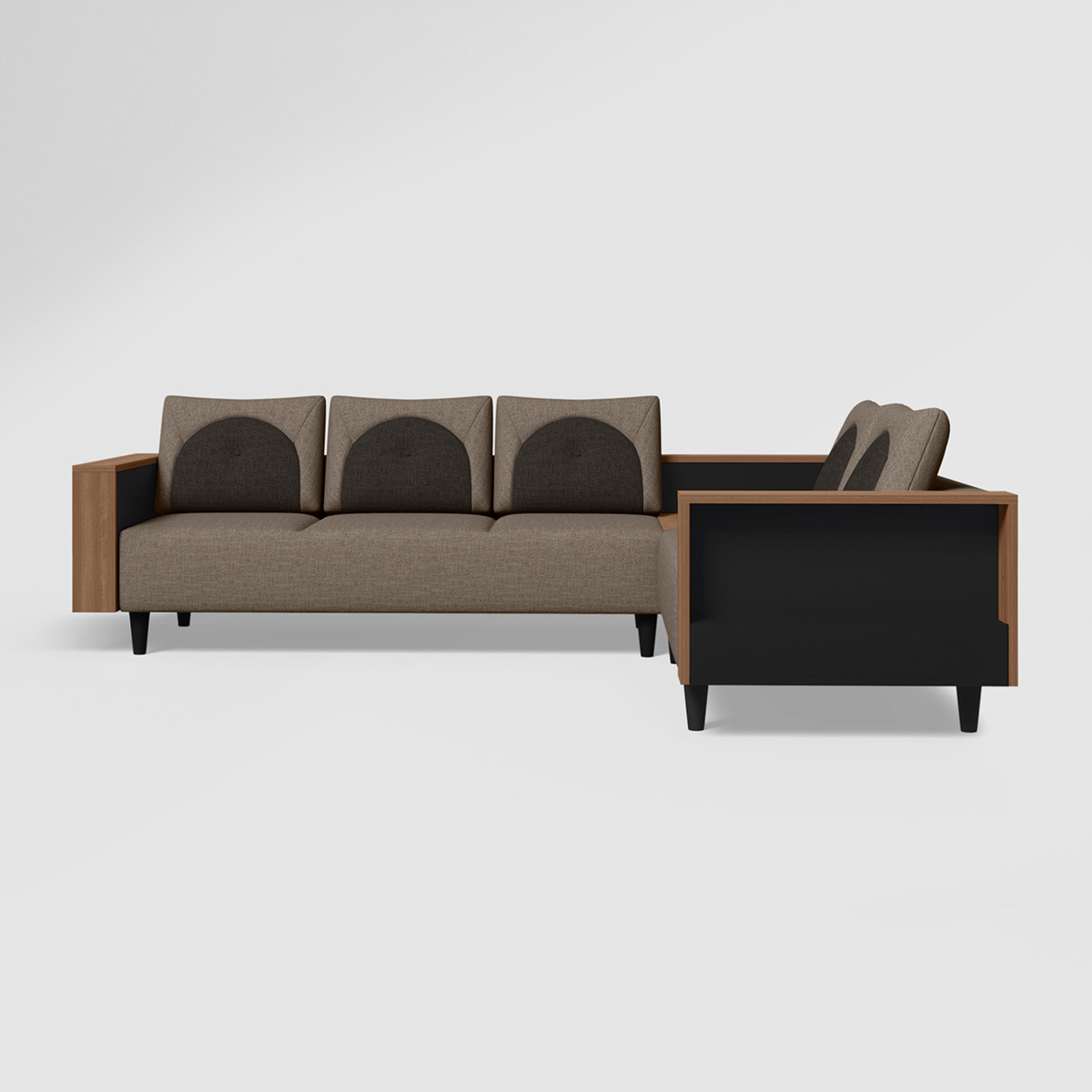 Image of Interio by Godrej Pangram L-Shape Fabric 5 Seater Sofa