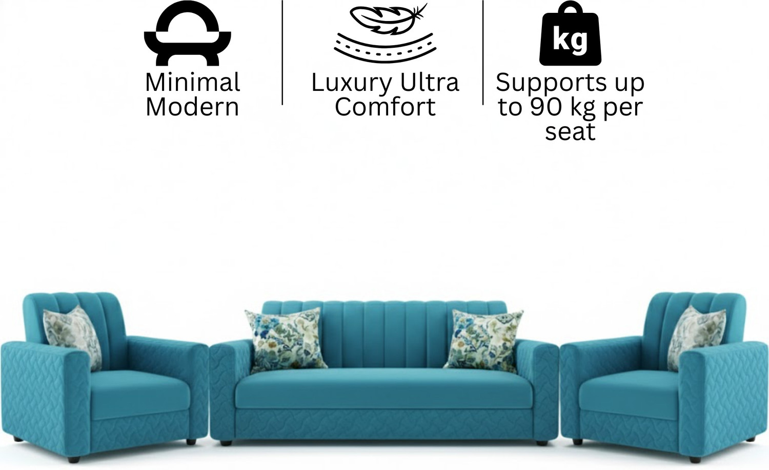 Image of WAKESURE Premium Quality 3+1+1 Velvet Fabric 5 Seater Sofa