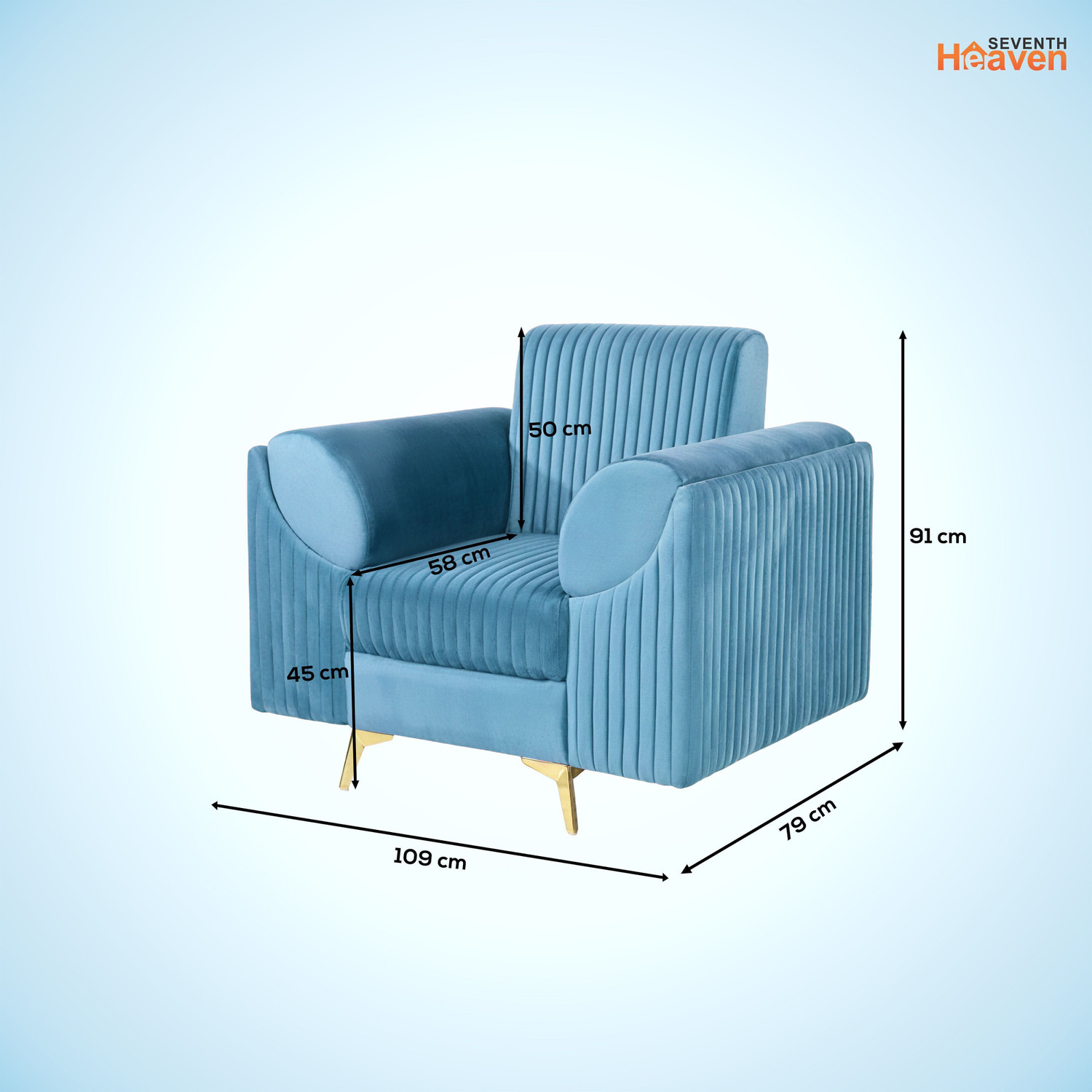 Image of Seventh Heaven Venice 1 Seater Sofa, Extra Spacious, Plush Suede Fabric: 1 Year Warranty Fabric 1 Seater Sofa