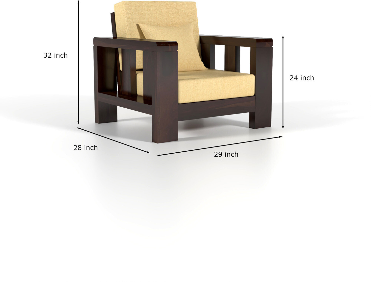 Image of Wopno Furniture Pure Solid Sheesham Wooden 6 Seater Sofa Set for Living Room and Home\Office Fabric 6 Seater Sofa