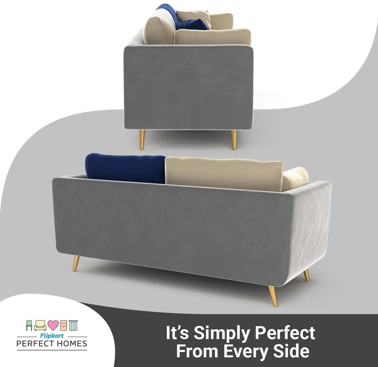 Image of Flipkart Perfect Homes Premium CloudNest Comfortable & Durable Stylish Fabric 3 Seater Sofa