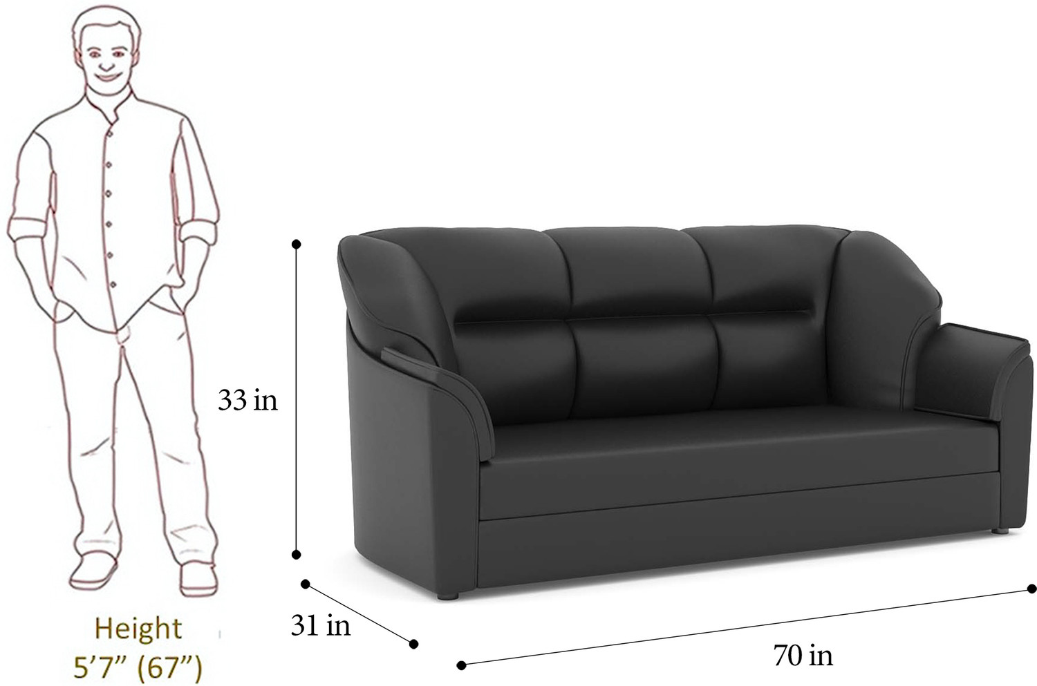 Image of WESTIDO 3+2 Cyrus Series Leatherette 5 Seater Sofa