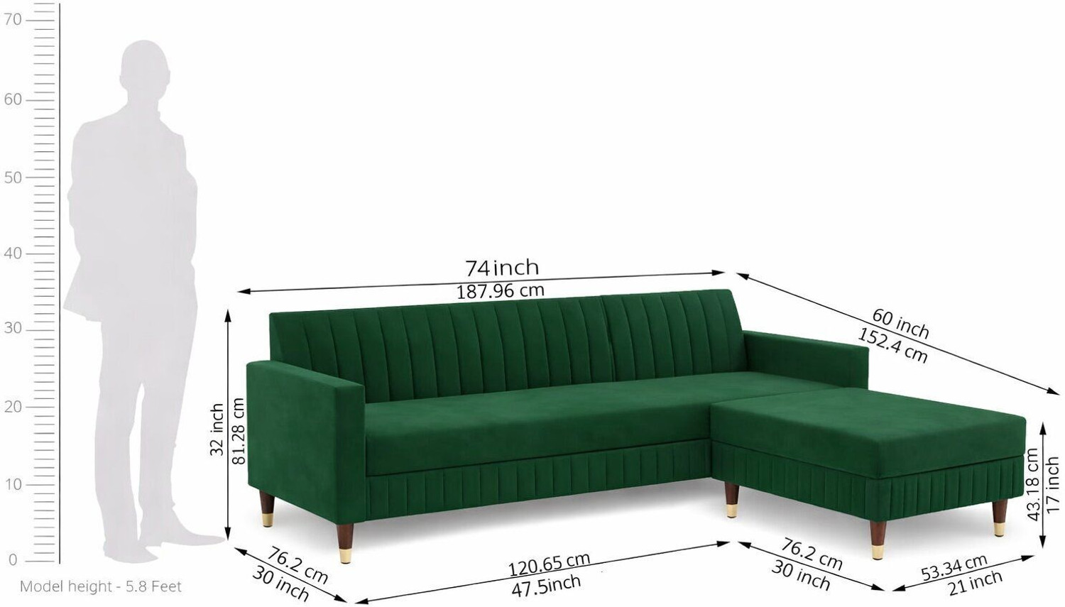 Image of Flipkart Perfect Homes NYC Fabric 4 Seater Sofa
