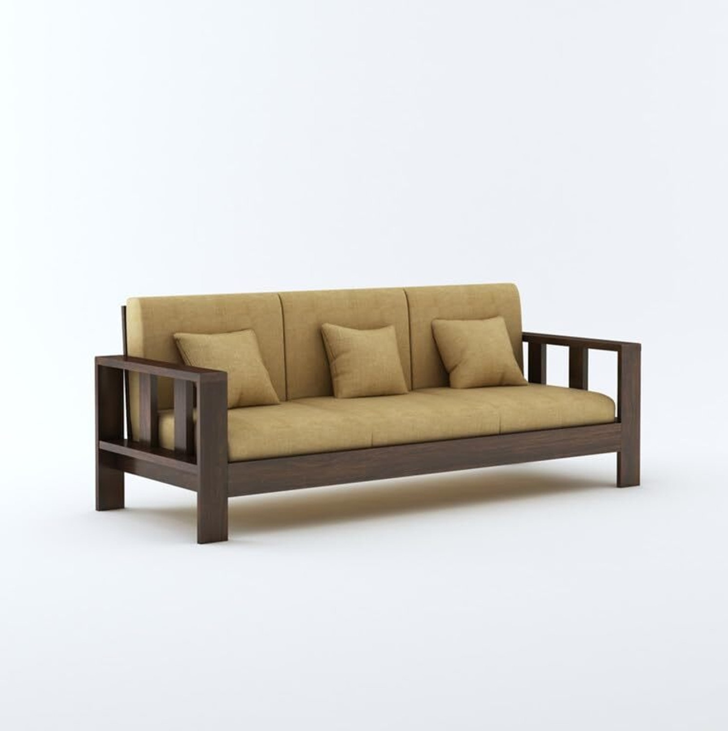 Image of SUNCROWN Monarch Sheesham wood for livingroom /bedroom /seating Fabric 3 + 2 + 1 + 1 Sofa Set