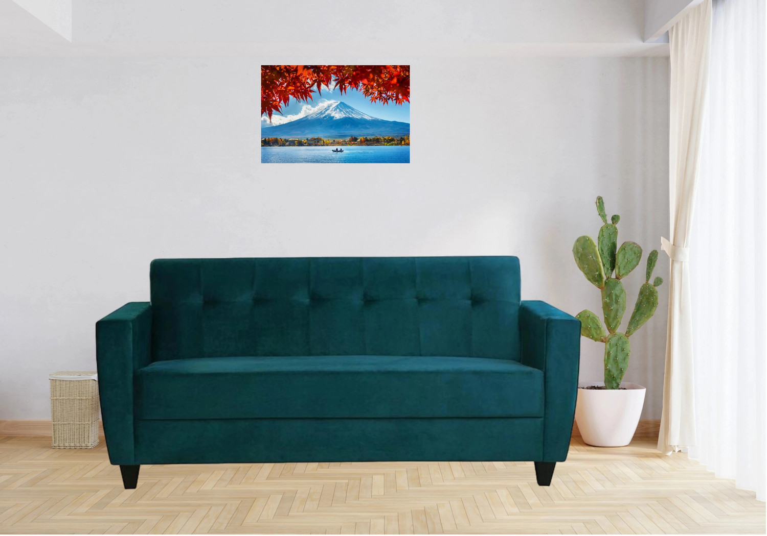 Image of LIVEWELL Premium Quality Velvet Fabric 3 Seater Sofa