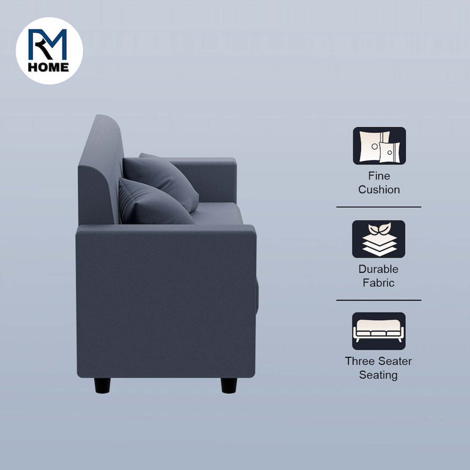 Image of RM HOME Novam Fabric 3 Seater Sofa