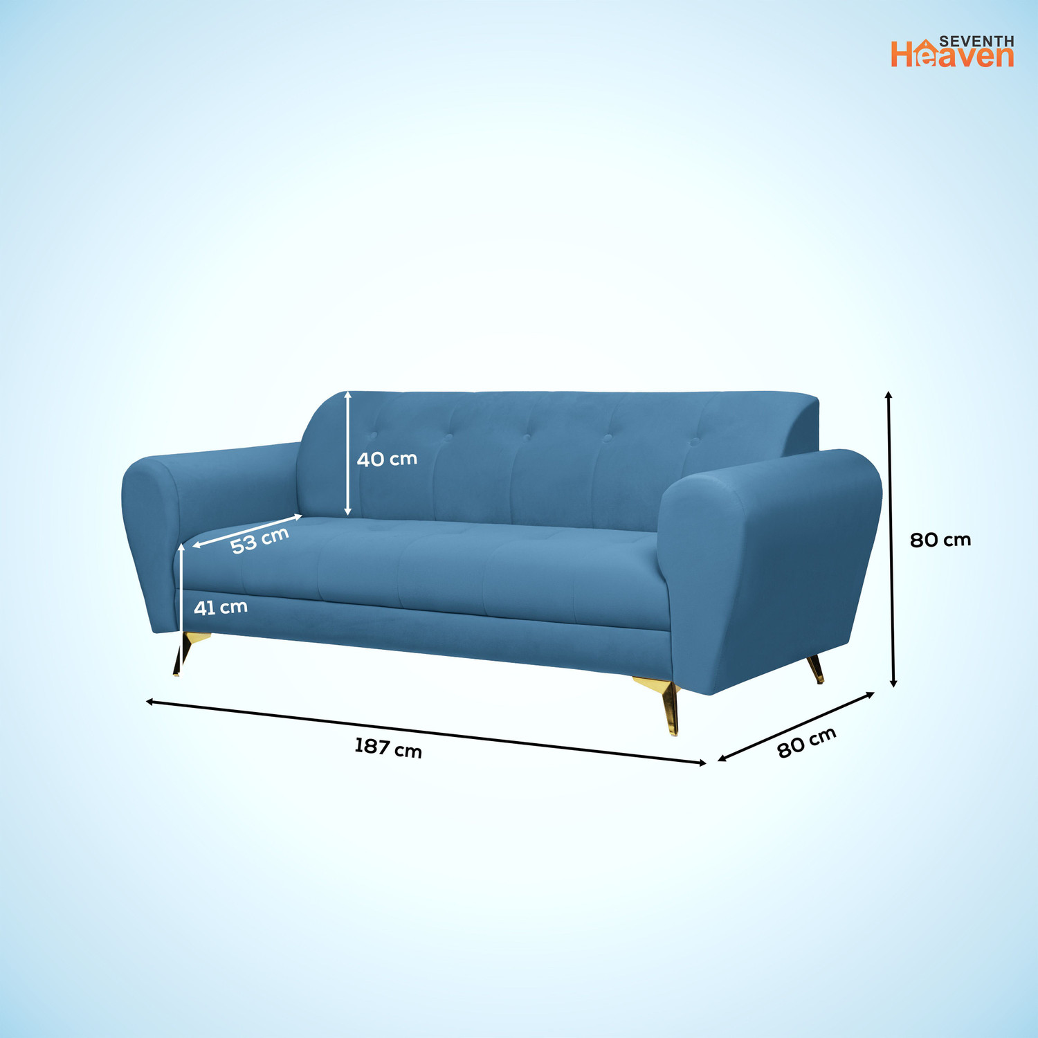 Image of Seventh Heaven Milan Icon 3 Seater Sofa, Extra Spacious, Plush Suede Fabric 3 Seater Sofa