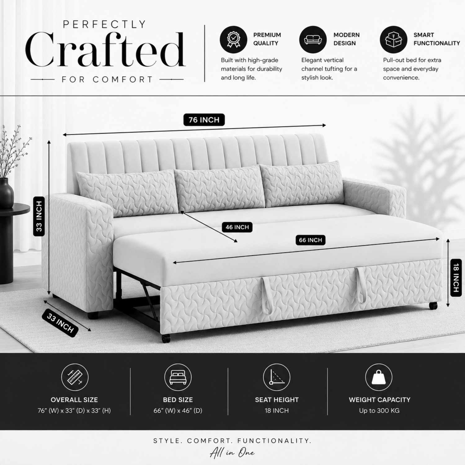 Image of WAKESURE Premium Quality Velvet Fabric 3 Seater Sofa