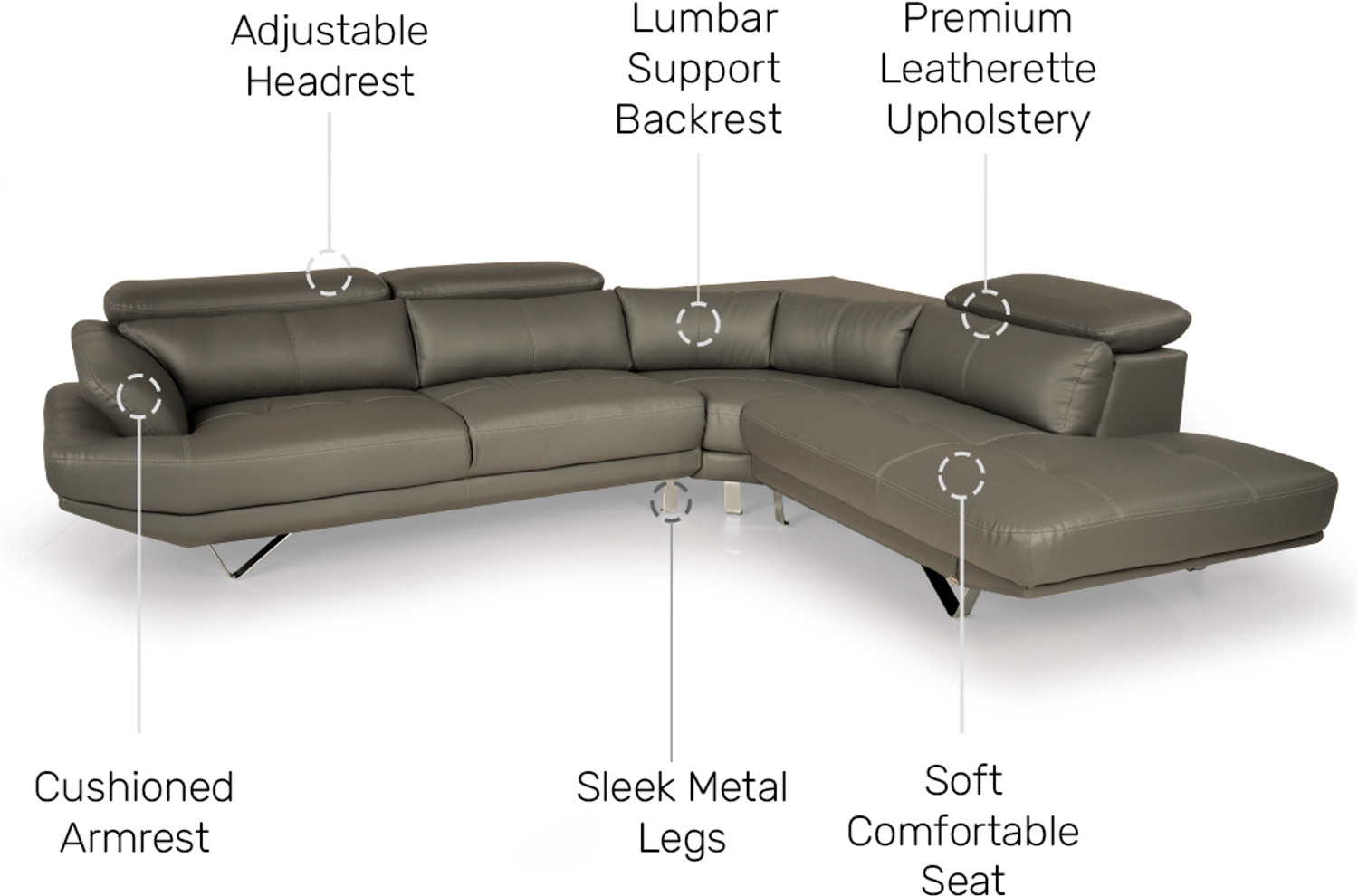 Image of Durian Orlando Leatherette 5 Seater Sofa
