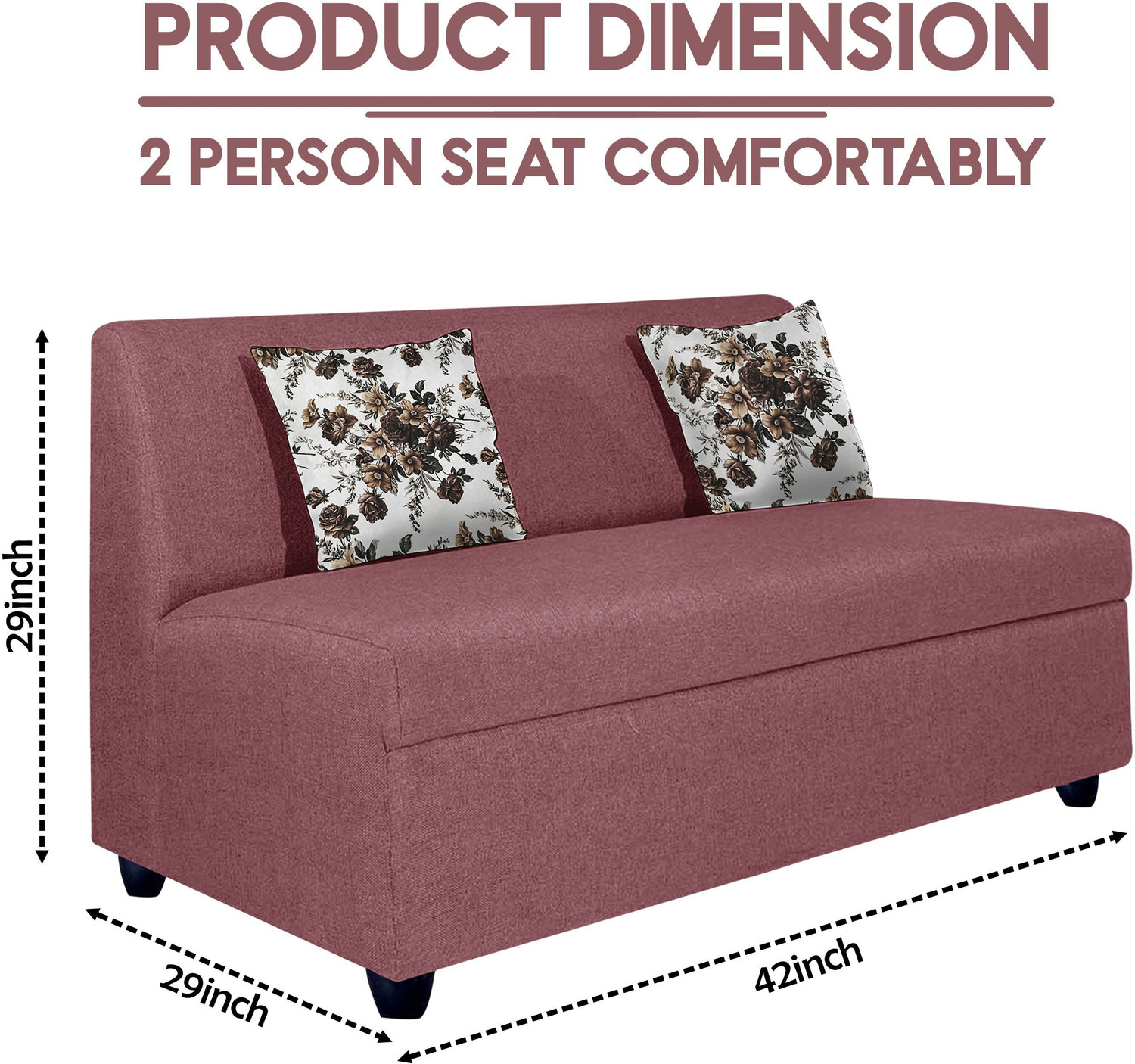 Image of Vansh Furniture ARMLESS Fabric 2 Seater Sofa