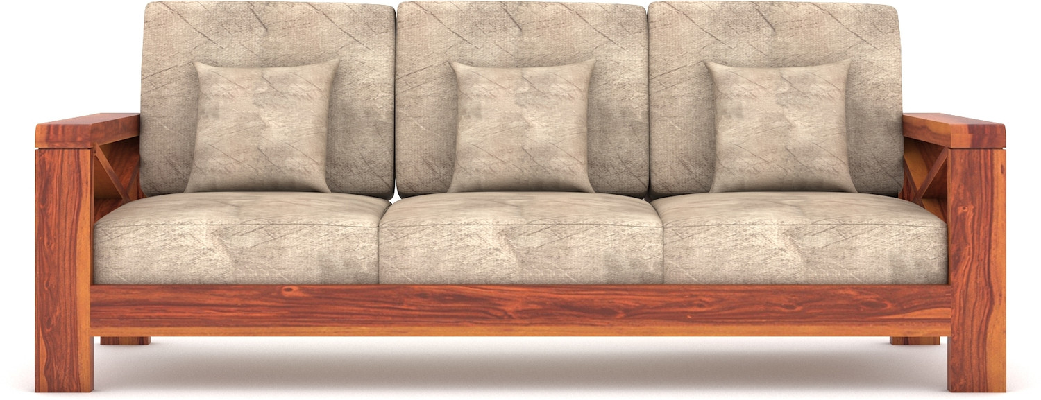 Image of NATRAJ ART & CRAFT Sheesham Solid Wood 3 Seater Sofa for Living Room Home & Office | Sofa Set Fabric 3 Seater Sofa (Finish Color - Honey, DIY(Do-It-Yourself))