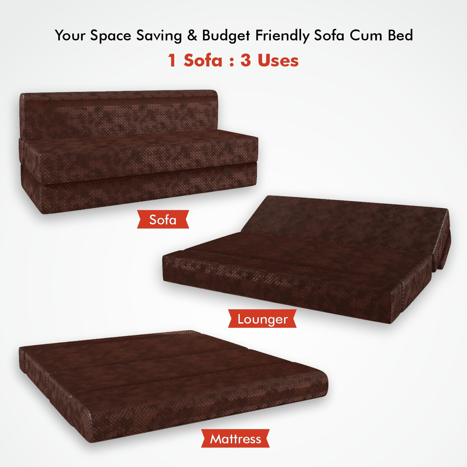 Image of USHA SHRIRAM 6x6 Feet Velvet Fabric with Fabric 4 Seater Sofa