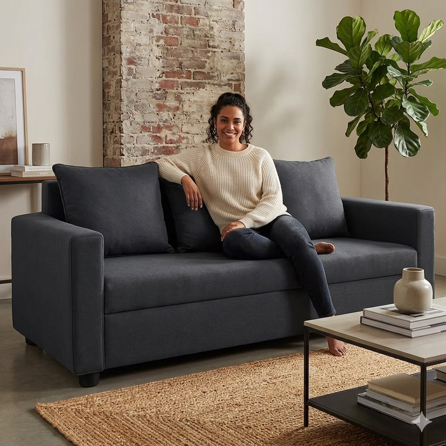 Image of Flipkart Perfect Homes Seetar Fabric 3 Seater Sofa
