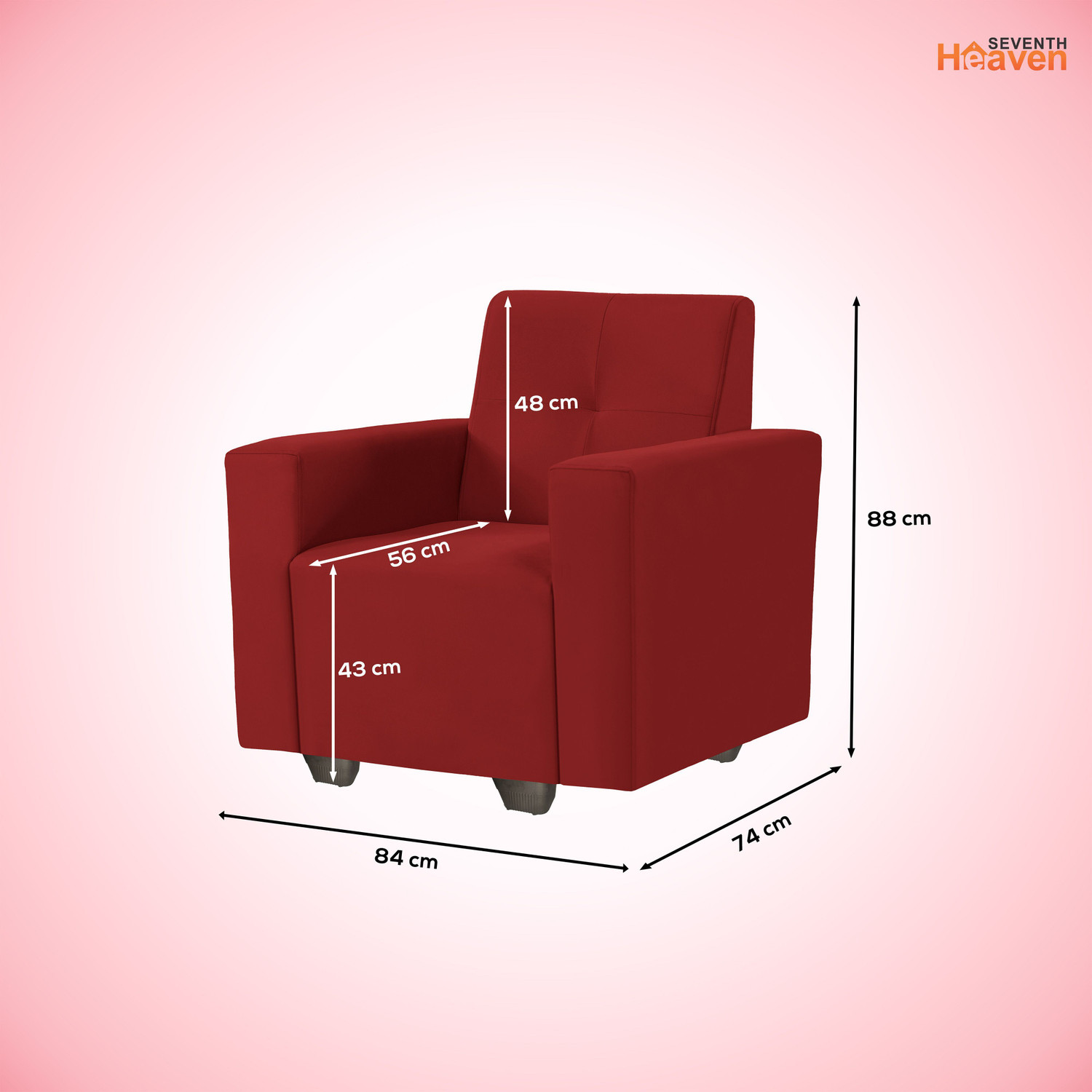 Image of Seventh Heaven London 1 Seater Sofa, Extra Spacious, Plush Suede Fabric 1 Seater Sofa