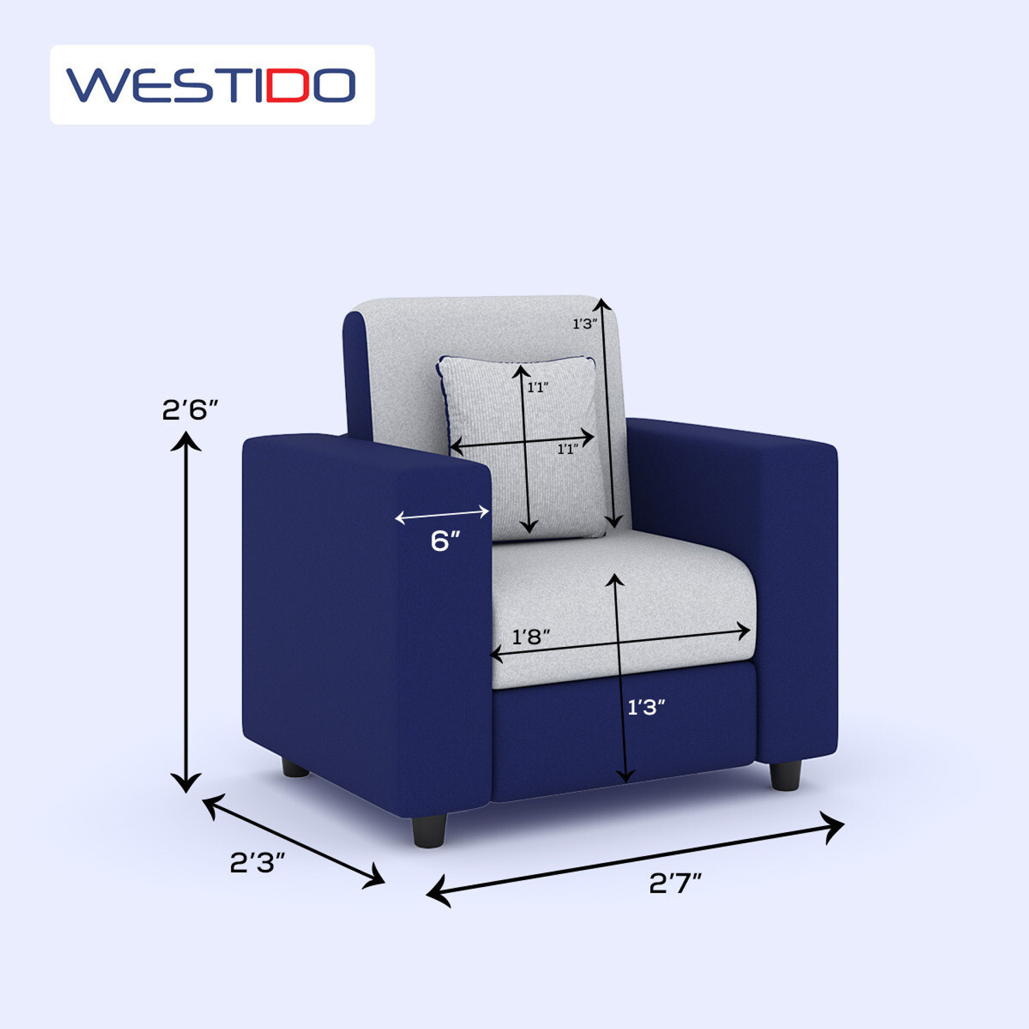 Image of RECLINEX INDIA Fabric 1 Seater Sofa