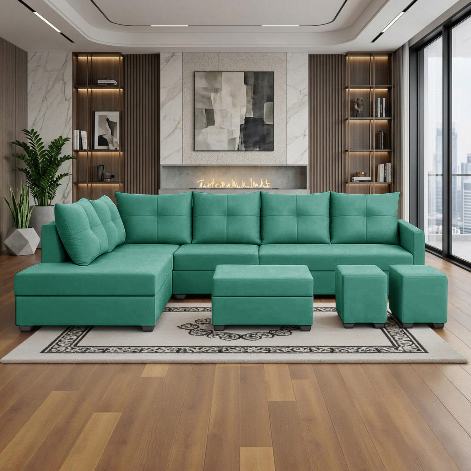 Image of Flipkart Perfect Homes SOFEE Fabric 8 Seater Sofa