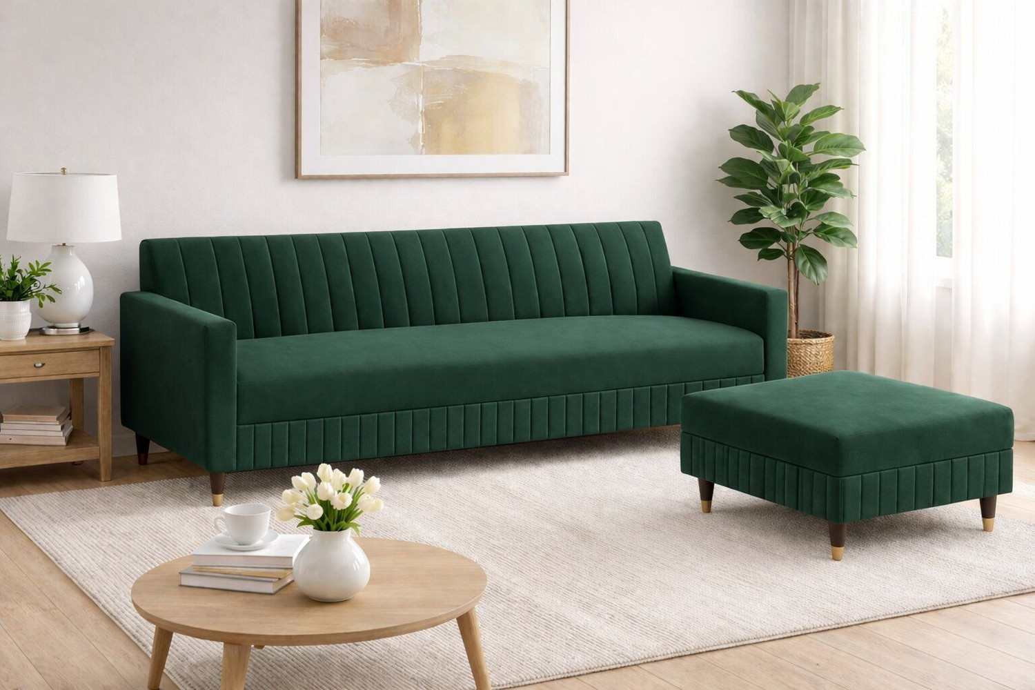 Image of Flipkart Perfect Homes NYC Fabric 4 Seater Sofa