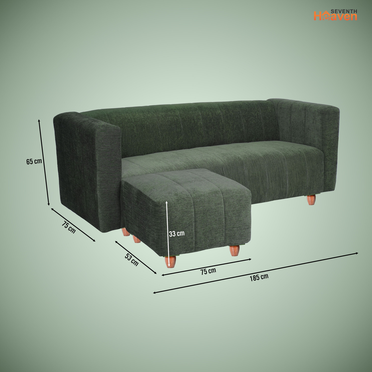 Image of Seventh Heaven Tokyo with 1 Ottoman, Chenille Molfino Fabric Fabric 4 Seater Sofa