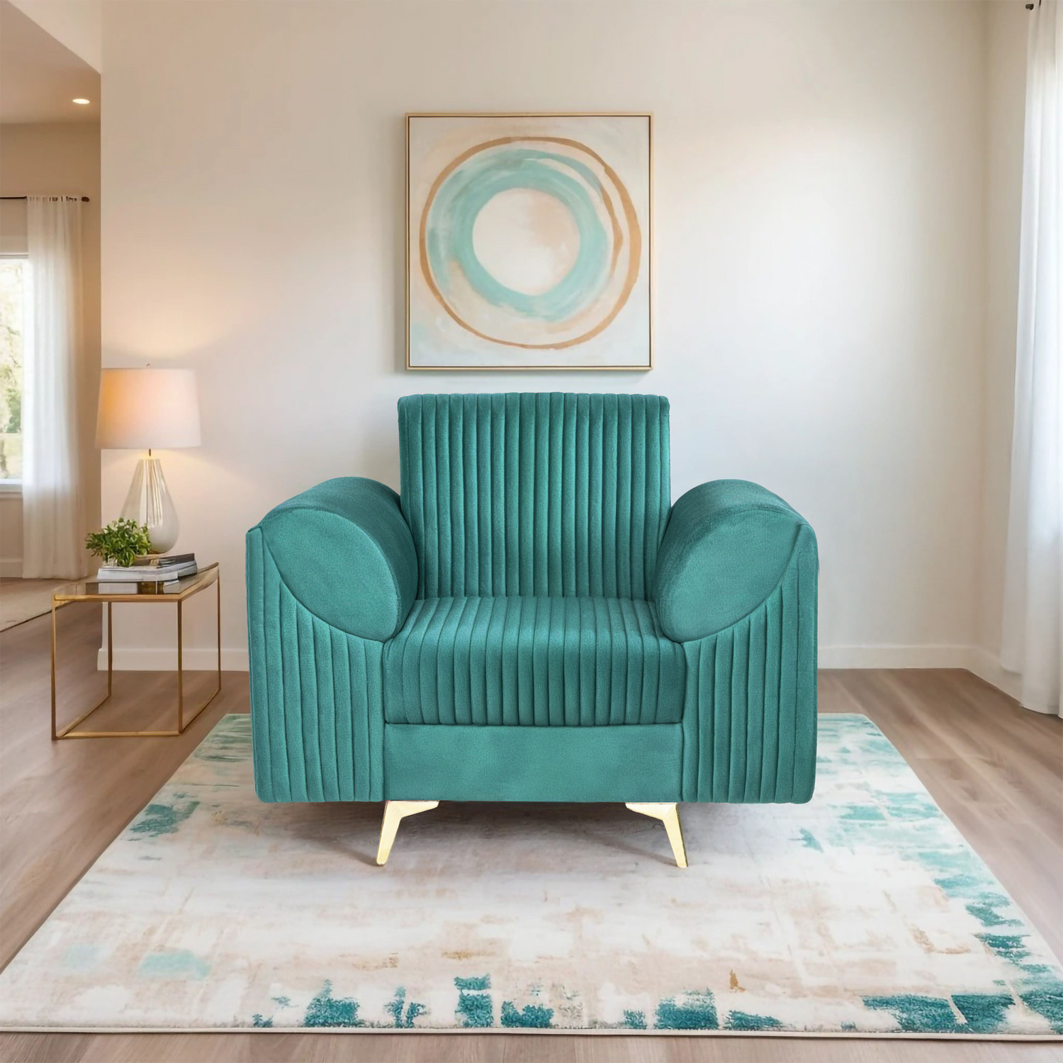 Image of Seventh Heaven Venice 1 Seater Sofa, Extra Spacious, Plush Suede Fabric: 1 Year Warranty Fabric 1 Seater Sofa