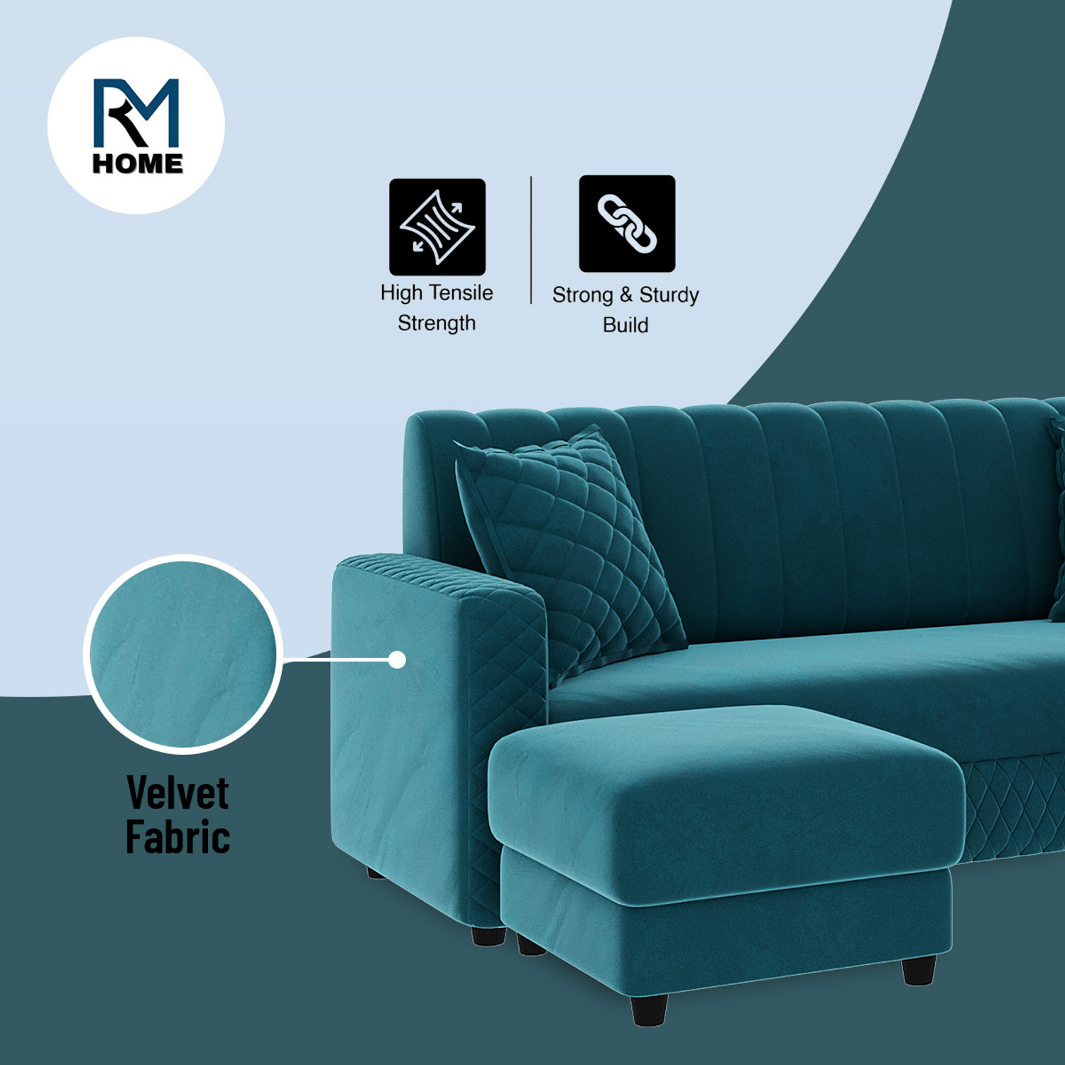 Image of RM HOME Oliver Fabric 5 Seater Sofa