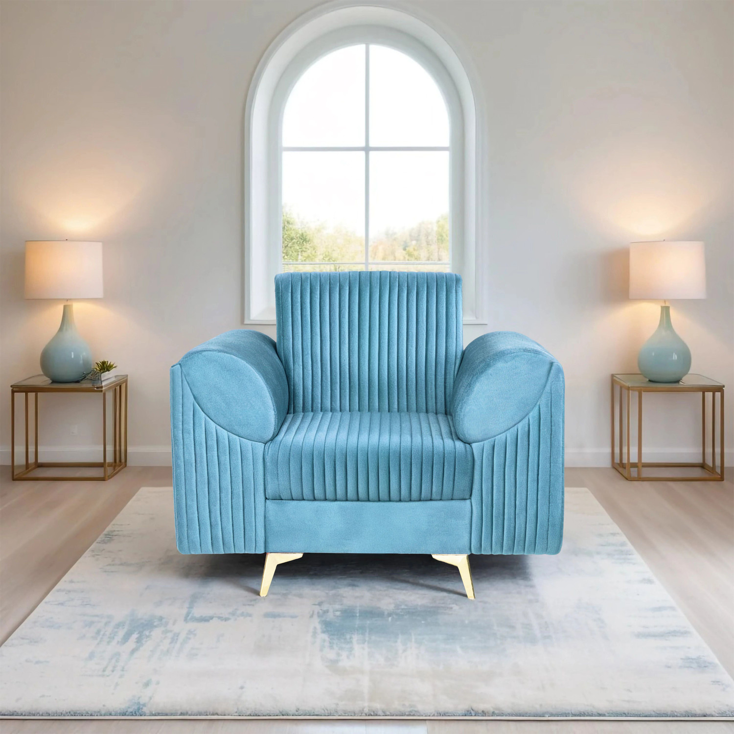 Image of Seventh Heaven Venice 1 Seater Sofa, Extra Spacious, Plush Suede Fabric: 1 Year Warranty Fabric 1 Seater Sofa