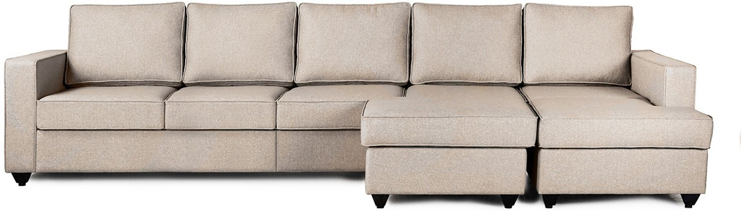 Image of Wakefit Napper Right Aligned Chaise with Ottoman Fabric 7 Seater Sofa