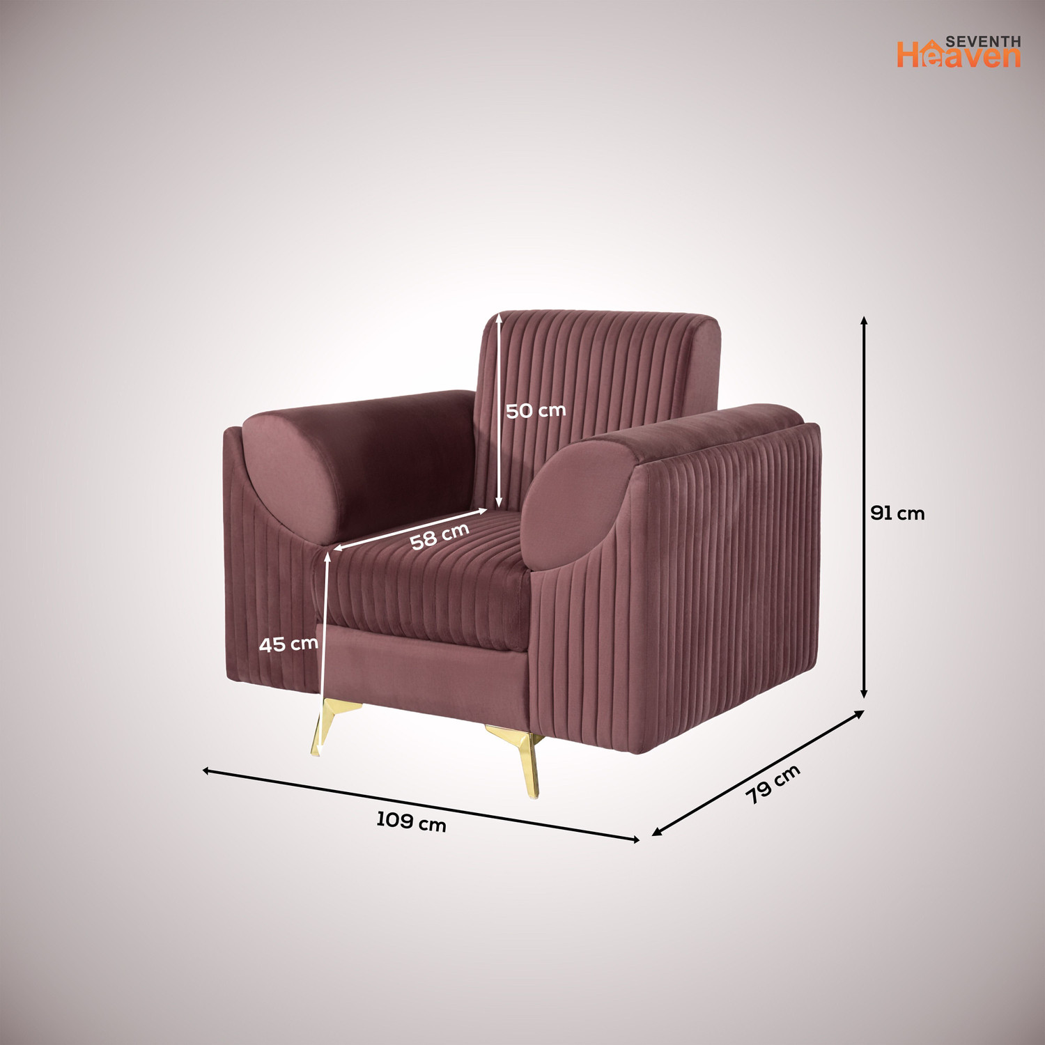 Image of Seventh Heaven Venice 1 Seater Sofa, Extra Spacious, Plush Suede Fabric: 1 Year Warranty Fabric 1 Seater Sofa