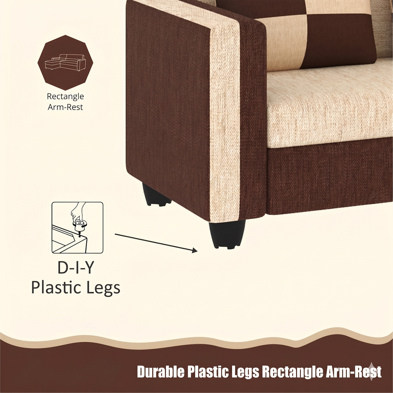 Image of gnanitha Haniry L-Shaped Sofa Set Left Facing ll For Living Room Comfortable Fabric 6 Seater Sofa