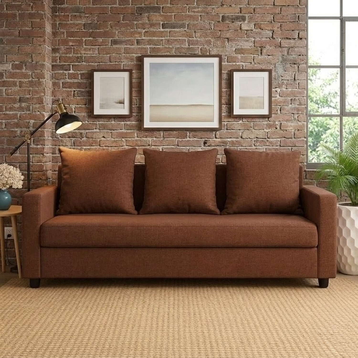 Image of Flipkart Perfect Homes Seetar Fabric 3 Seater Sofa