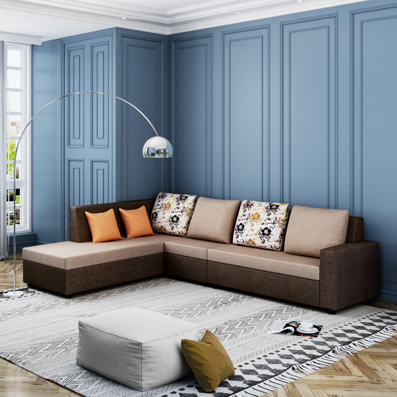 Bharat Lifestyle Nano Fabric 6 Seater  Sofa