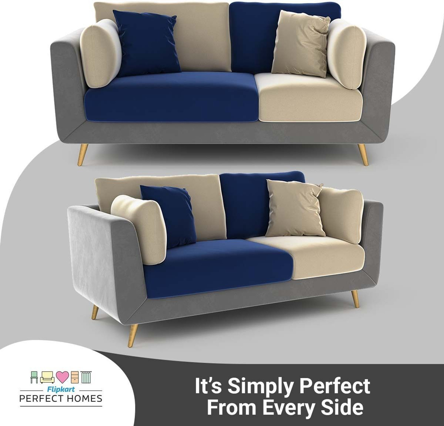 Image of Flipkart Perfect Homes Premium CloudNest Comfortable & Durable Stylish Fabric 3 Seater Sofa