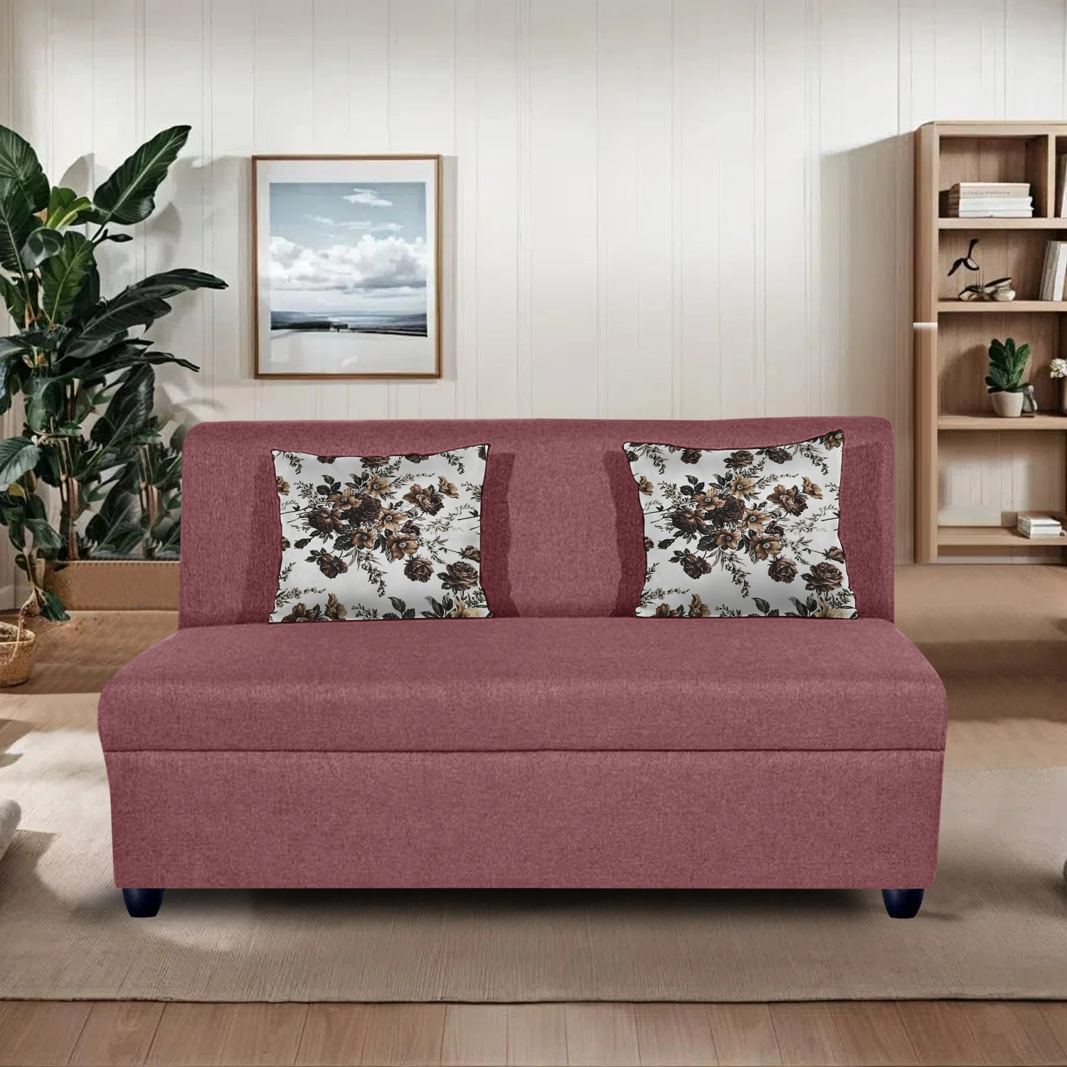 Image of Vansh Furniture ARMLESS Fabric 2 Seater Sofa