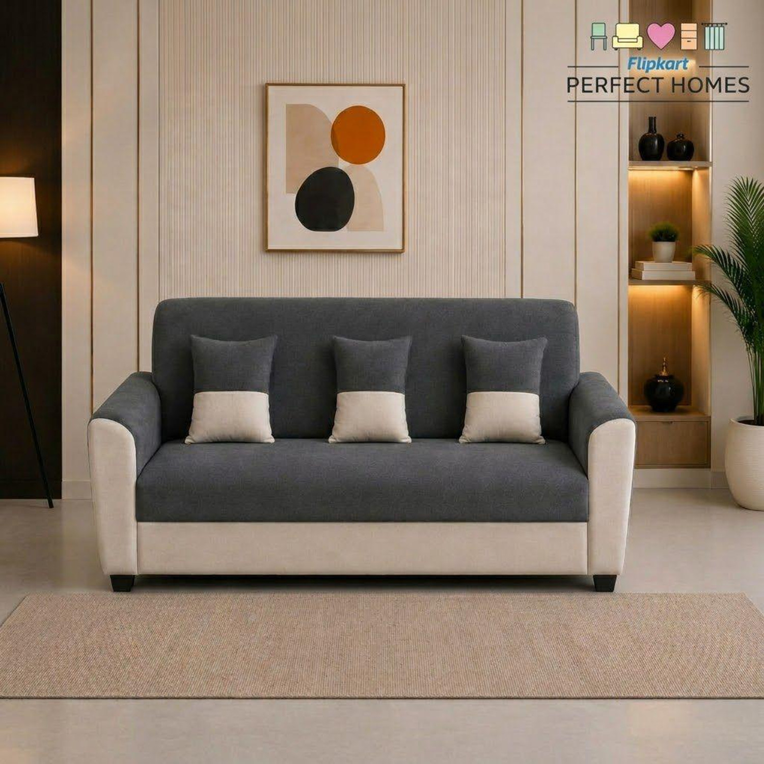 Image of Flipkart Perfect Homes Century Velvet Fabric 3 + 1 + 1 Sofa Set