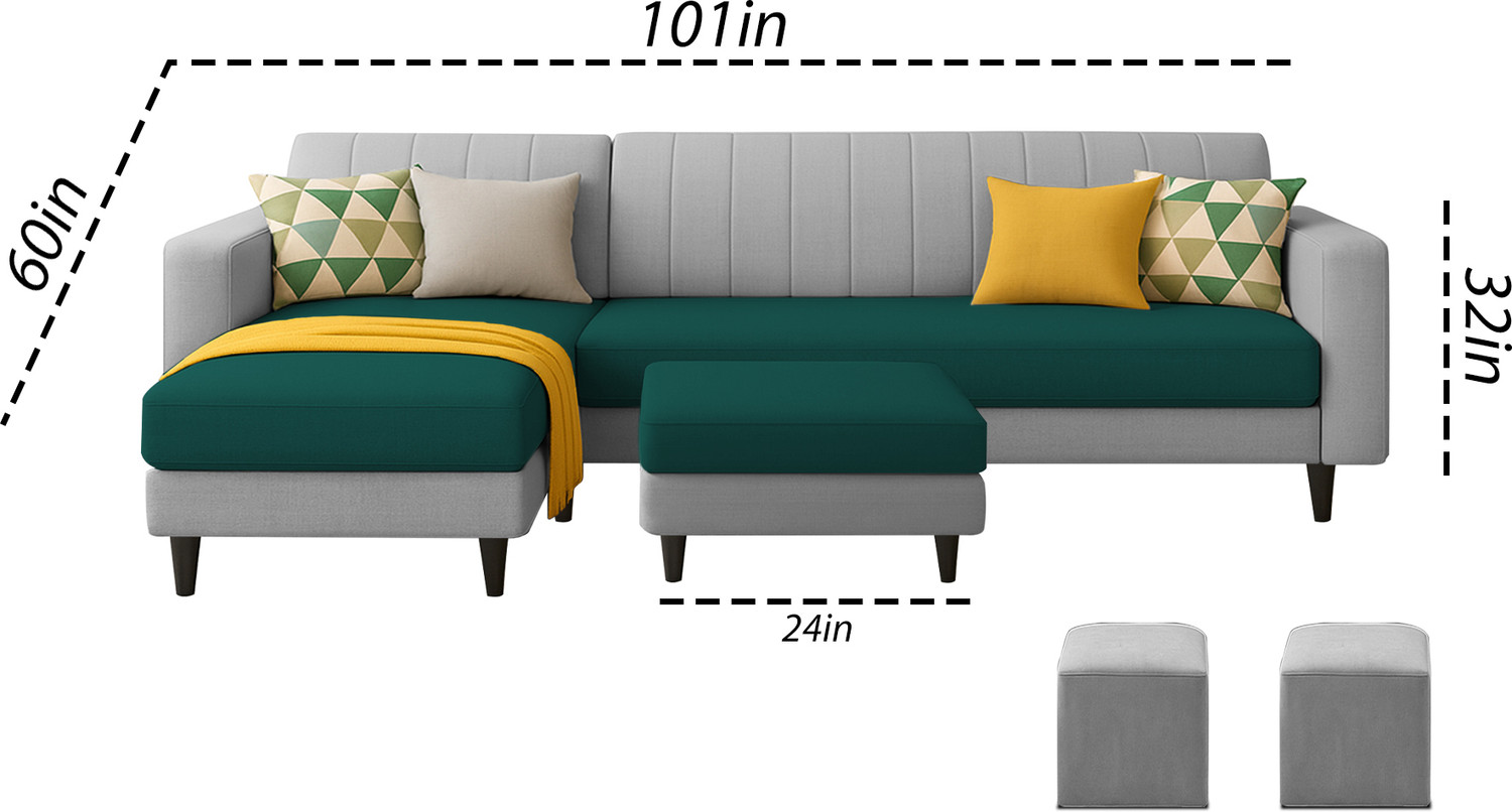 Image of Casaliving Moris LHS Fabric 8 Seater Sofa