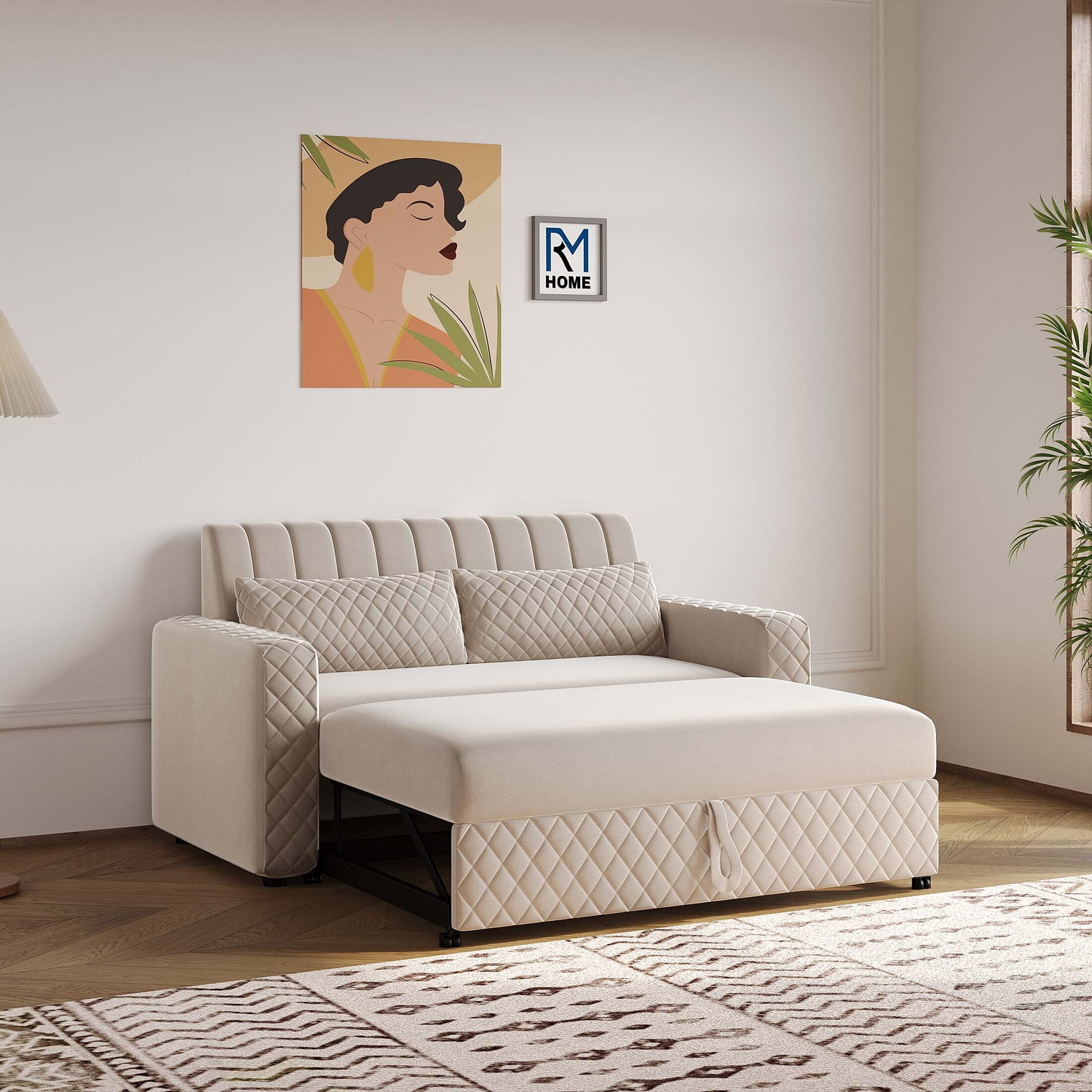 Image of RM HOME Oliver Cumbed Fabric 2 Seater Sofa