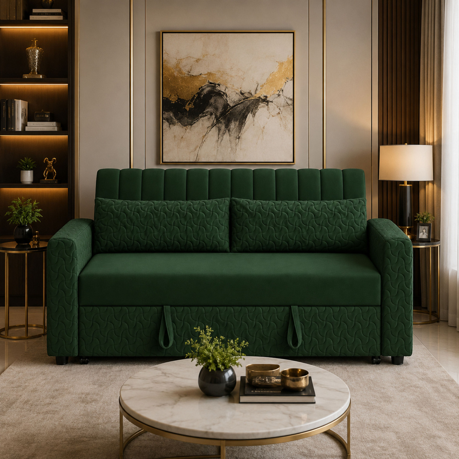 Image of WAKESURE Premium Quality Velvet Fabric 2 Seater Sofa