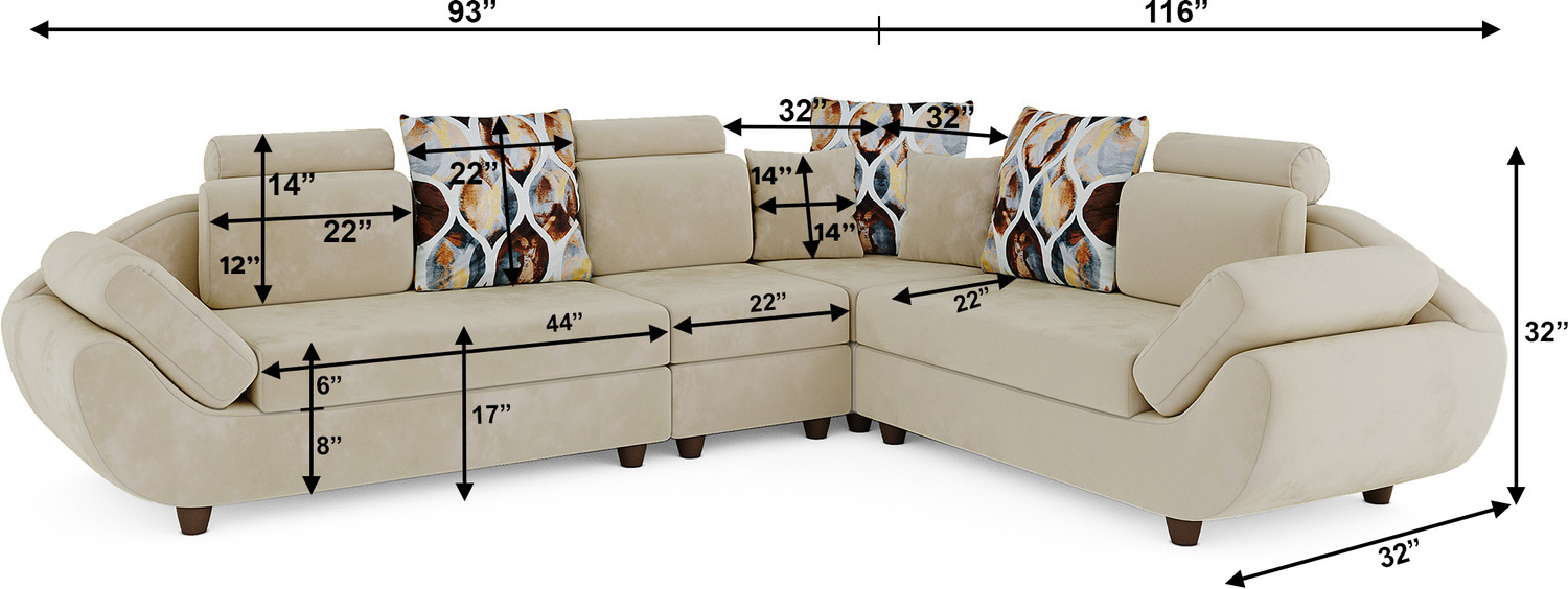 Image of Flipkart Perfect Homes Alora Fabric 6 Seater Sofa