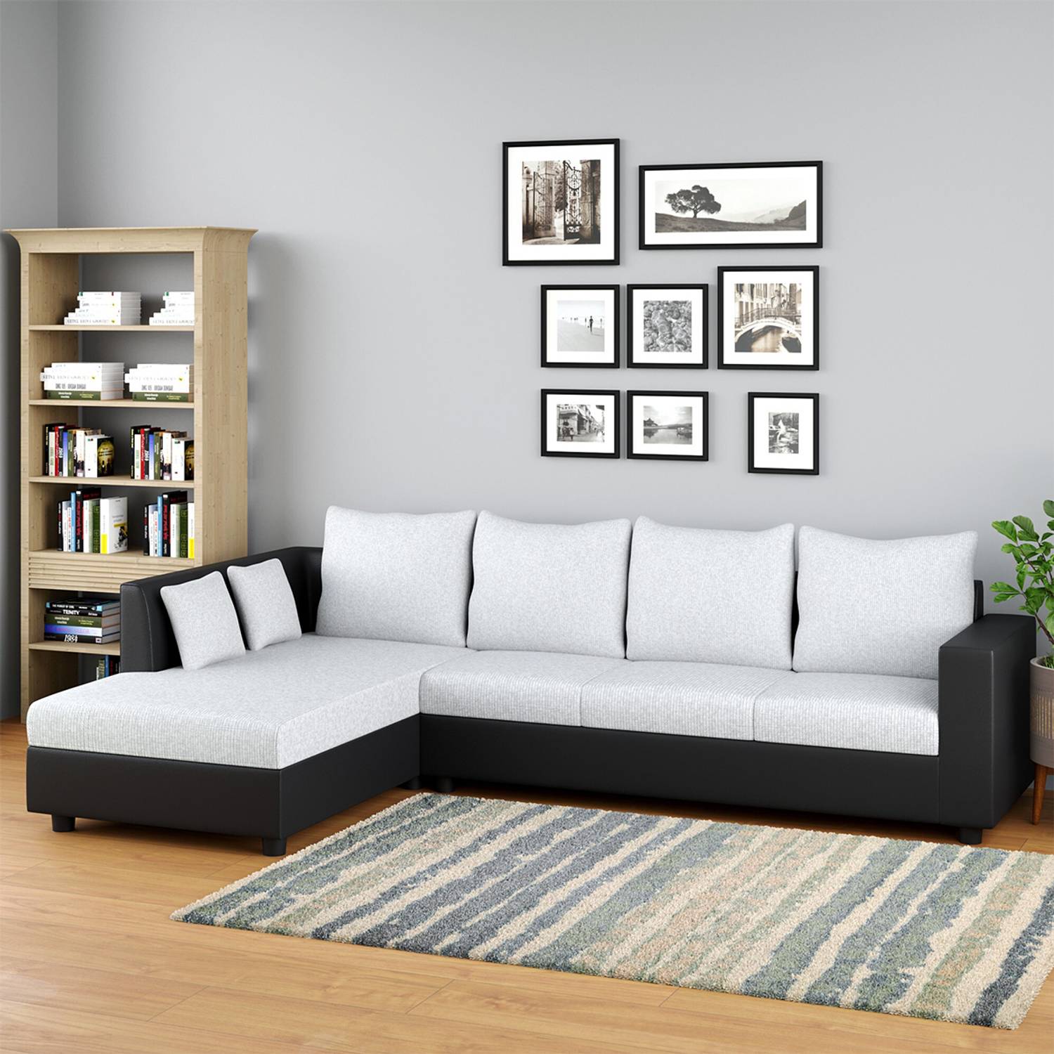 WESTIDO Leatherette 6 Seater Black Sofa - Image 1