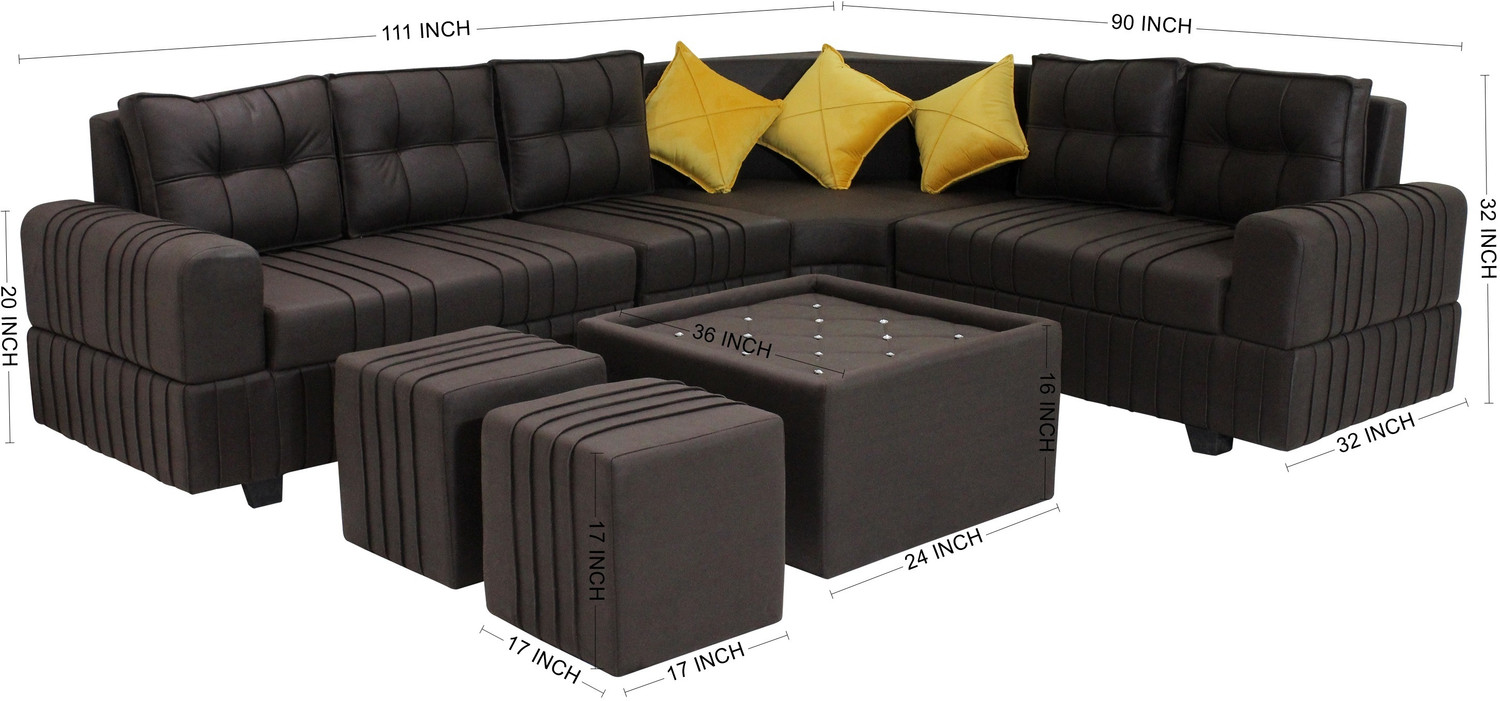 Image of TrendyLivings Alina L Shaped Fabric 8 Seater Sofa